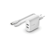 Scheda Tecnica: Belkin Caricabatterie 2 Porte USB-a + Cavo USB-a A USB-c 1m - Bianco