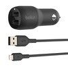 Scheda Tecnica: Belkin Caricabatterie Da Auto 2 Porte USB + Cavo Da USB-a A - Lightning 1m - Nero