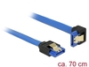 Scheda Tecnica: Delock Cable SATA 6GB/s Receptacle Straight > SATA - Receptacle Downwards Angled 70 Cm Blue + Gold Clips