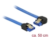 Scheda Tecnica: Delock Cable SATA 6GB/s Receptacle Straight > SATA - Receptacle Left Angled 50 Cm Blue + Gold Clips