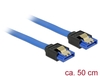 Scheda Tecnica: Delock Cable SATA 6GB/s Receptacle Straight > SATA - Receptacle Straight 50 Cm Blue + Gold Clips
