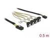 Scheda Tecnica: Delock Cable Mini SAS SFF-8087 - > 4 X SATA 7 Pin Angled + Sideband 0.5 M