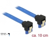 Scheda Tecnica: Delock Cable SATA 6GB/s Receptacle Downwards ngled > SATA - Receptacle Downwards Angled 10 Cm Blue + Gold Clips