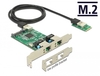 Scheda Tecnica: Delock Converter M.2 Key - B+m Male > 2 X Gigabit LAN - Low Profile Form Factor