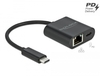 Scheda Tecnica: Delock USB Type-c ADApter To Gigabit LAN - 10/100/1000Mbps + Power Delivery Port Black
