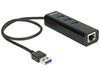 Scheda Tecnica: Delock USB 3.0 Hub 3 Port + 1 Port Gigabit LAN 10/100/1000 - Mbps