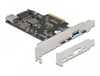 Scheda Tecnica: Delock Pci Express X4 Card To 3 X USB Type-c + 2 X USB - Type-a - Superspeed USB 10GBps - Low Profile Form Factor