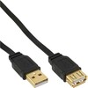 Scheda Tecnica: InLine Cavo USB 2.0, Piatto, Prolunga, Type , Maschio / - Femmina, Nero, Pin Dorati, 2m